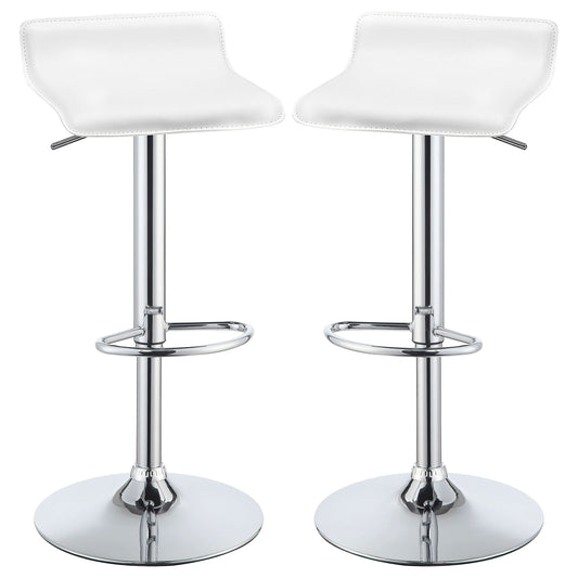 Bidwell Upholstered Adjustable Bar Stool White (Set of 2) - Walo Furniture 