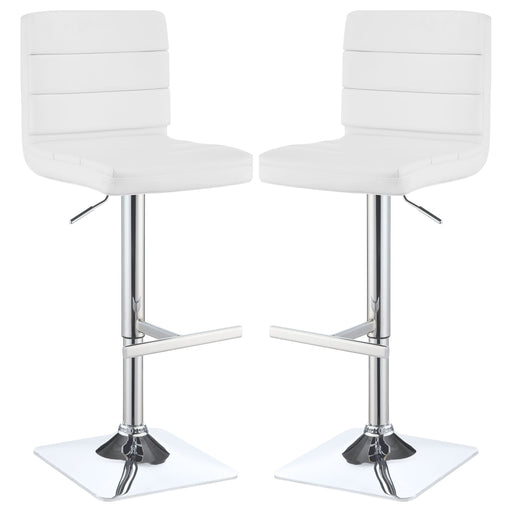 Bianca Upholstered Adjustable Bar Stool White (Set of 2) - Walo Furniture 