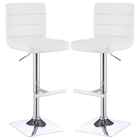 Bianca Upholstered Adjustable Bar Stool White (Set of 2) - Walo Furniture 