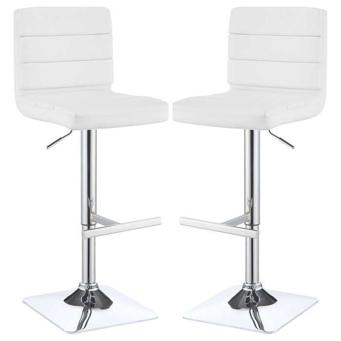 Bianca Upholstered Adjustable Bar Stool White (Set of 2) - Walo Furniture 