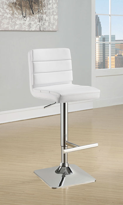 Bianca Upholstered Adjustable Bar Stool White (Set of 2) - Walo Furniture 