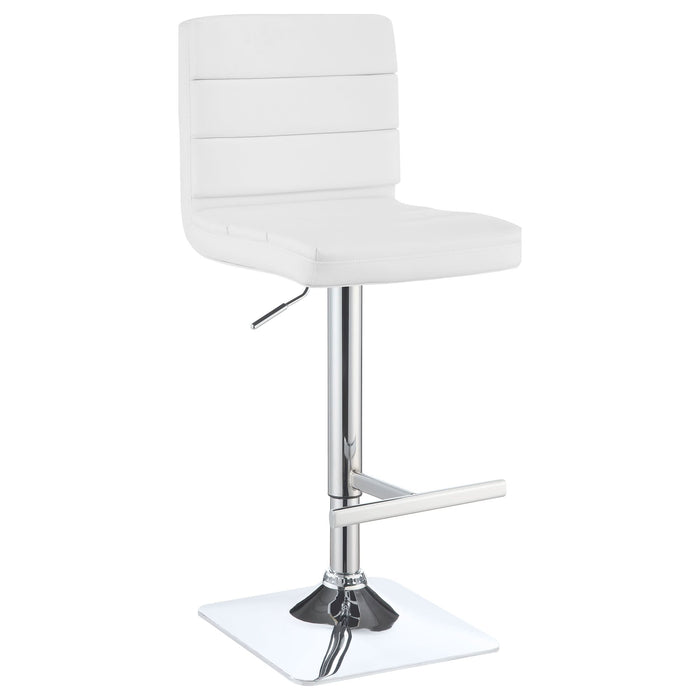 Bianca Upholstered Adjustable Bar Stool White (Set of 2) - Walo Furniture 