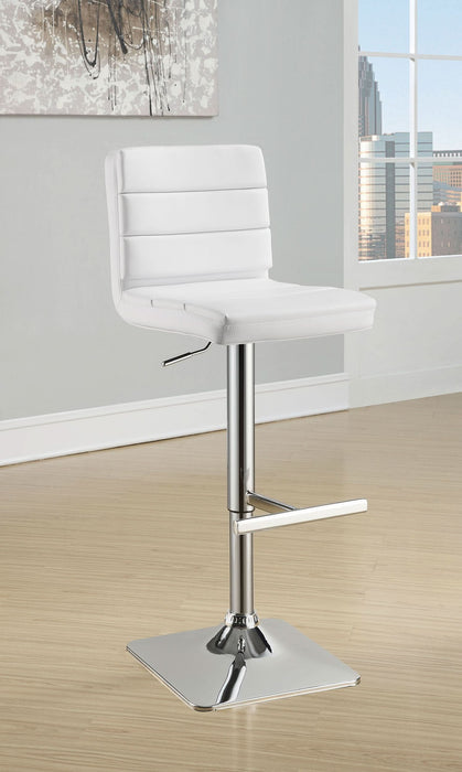 Bianca Upholstered Adjustable Bar Stool White (Set of 2) - Walo Furniture 