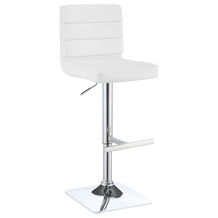 Bianca Upholstered Adjustable Bar Stool White (Set of 2) - Walo Furniture 