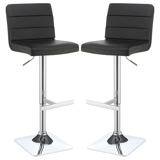 Bianca Upholstered Adjustable Bar Stool Black (Set of 2) - Walo Furniture 