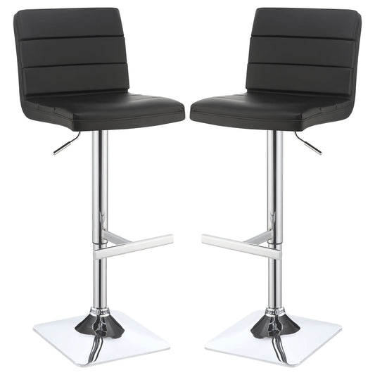 Bianca Upholstered Adjustable Bar Stool Black (Set of 2) - Walo Furniture 