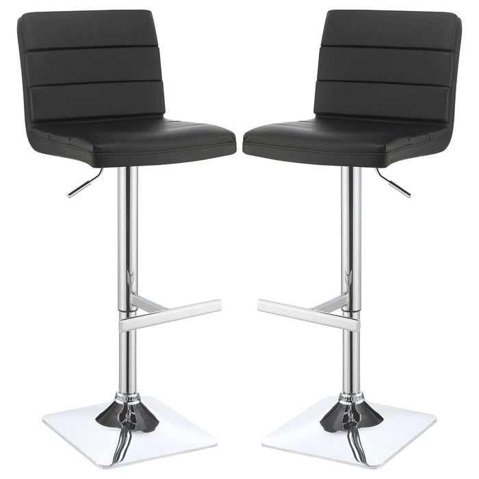 Bianca Upholstered Adjustable Bar Stool Black (Set of 2) - Walo Furniture 