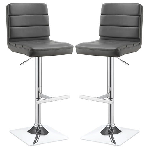 Bianca Upholstered Adjustable Bar Stool Grey (Set of 2) - Walo Furniture 