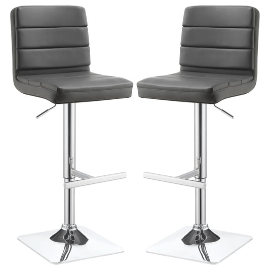 Bianca Upholstered Adjustable Bar Stool Grey (Set of 2) - Walo Furniture 