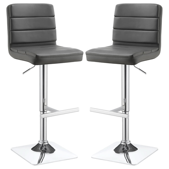 Bianca Upholstered Adjustable Bar Stool Grey (Set of 2) - Walo Furniture 