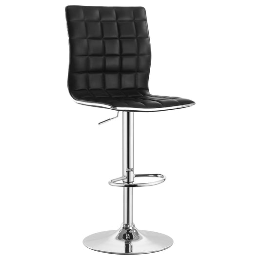 Ashbury Upholstered Adjustable Bar Stool Black (Set of 2) - Walo Furniture 