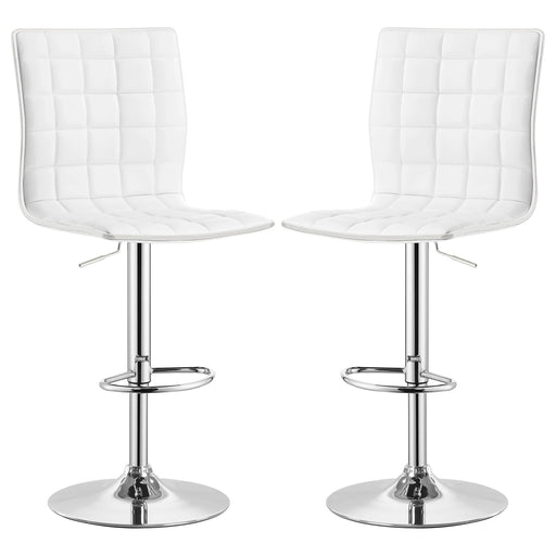 Ashbury Upholstered Adjustable Bar Stool White (Set of 2) - Walo Furniture 