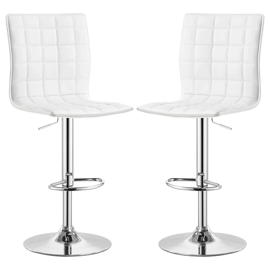 Ashbury Upholstered Adjustable Bar Stool White (Set of 2) - Walo Furniture 