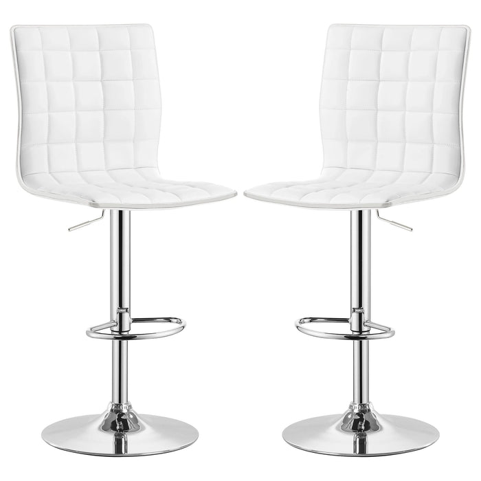 Ashbury Upholstered Adjustable Bar Stool White (Set of 2) - Walo Furniture 