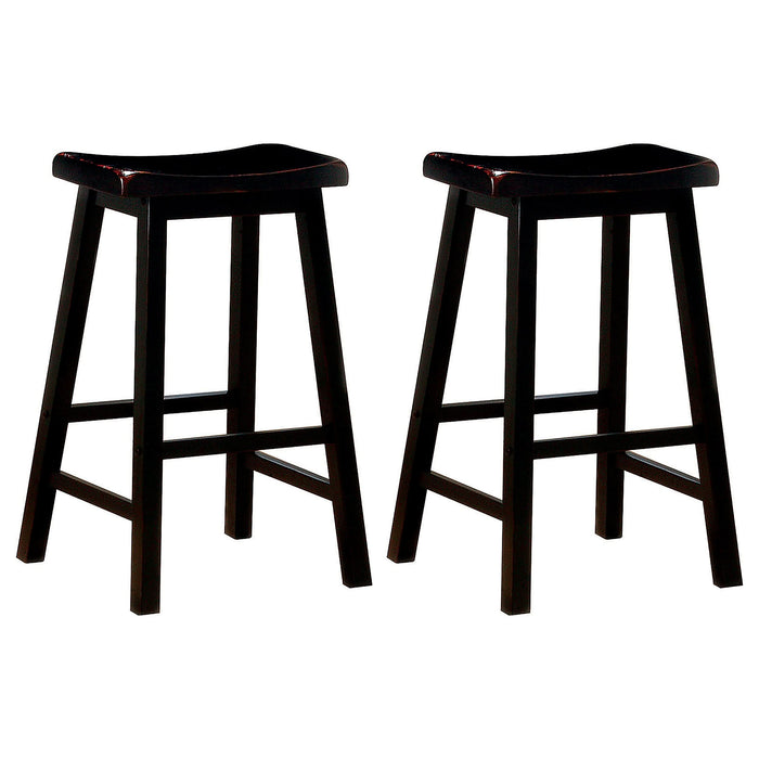 Durant Wood Backless Bar Stool Black (Set of 2) - Walo Furniture 