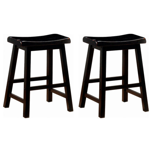 Durant Wood Backless Counter Stool Black (Set of 2) - Walo Furniture 