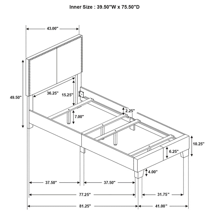 Boyd Upholstered Twin Panel Bed Charcoal - Walo Furniture 