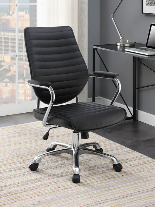 Chase Upholstered Adjustable Home Office Desk Chair Black - Walo Furniture 