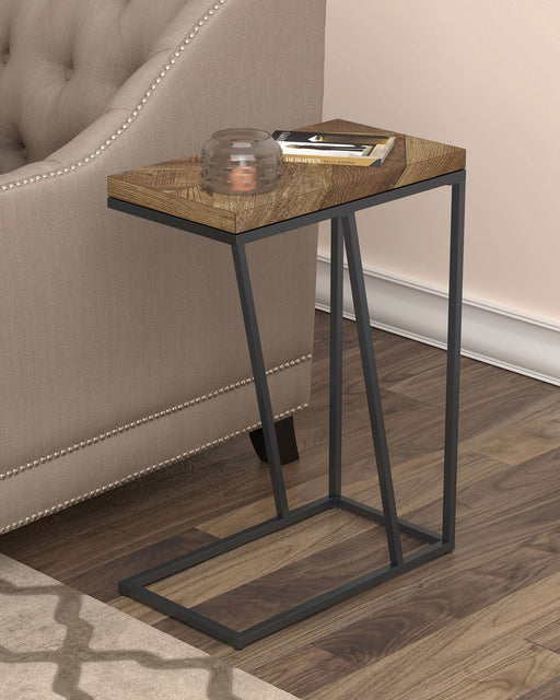 Sergio Engineered Wood C-Shaped Side Table Rustic Tobacco - Walo Furniture 