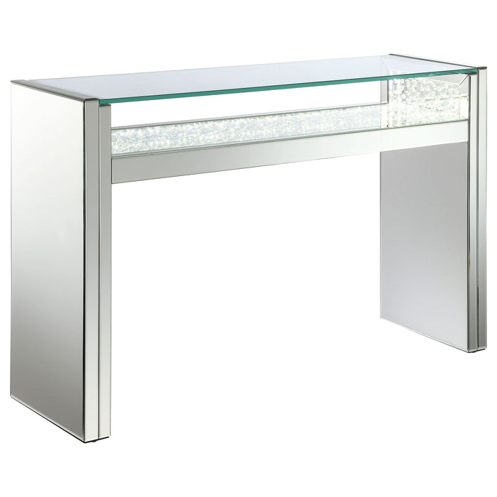 Edna Mirrored Acrylic Console Table LED Lighting Silver - Walo Furniture 