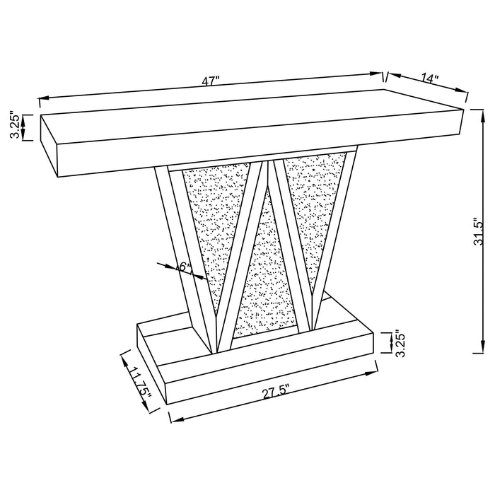 Crocus Rectangular Mirrored Entryway Console Table Silver - Walo Furniture 