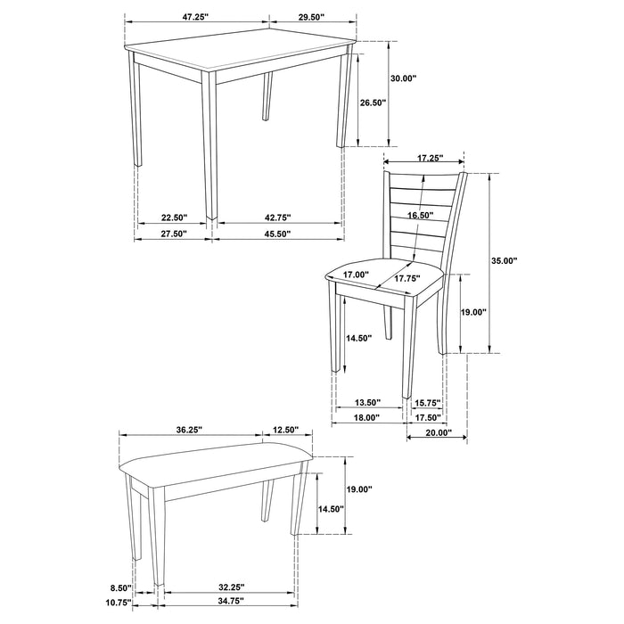 Guillen 5-piece Rectangular Dining Table Set Cappuccino - Walo Furniture 