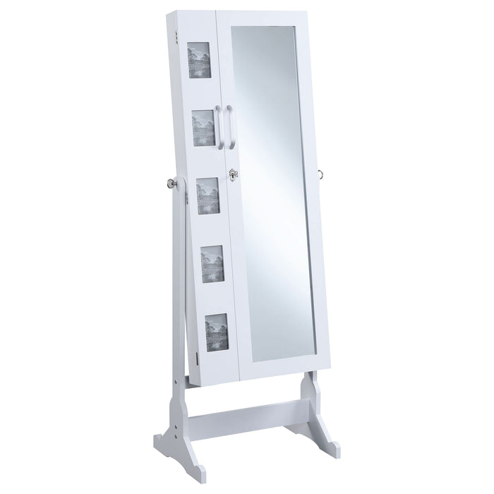 Doyle Cheval Mirror with Jewelry Storage White - Walo Furniture 