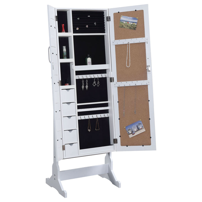 Doyle Cheval Mirror with Jewelry Storage White - Walo Furniture 