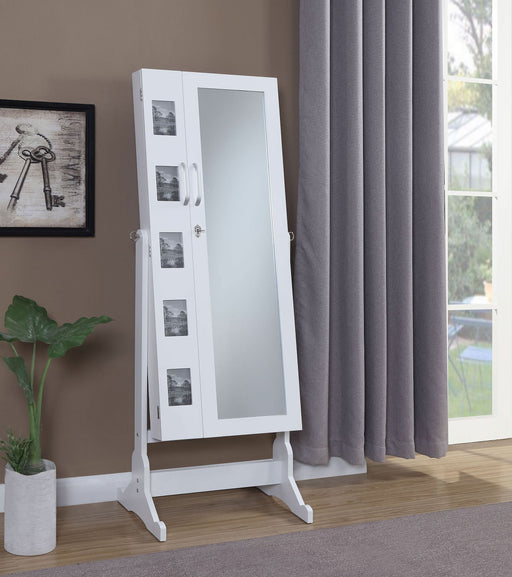 Doyle Cheval Mirror with Jewelry Storage White - Walo Furniture 