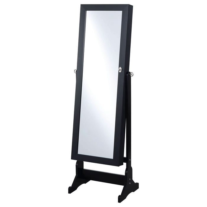 Tutuola Cheval Mirror with Jewelry Storage Black - Walo Furniture 