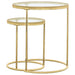 Maylin 2-piece Round Glass Top Nesting Table Set Gold - Walo Furniture 