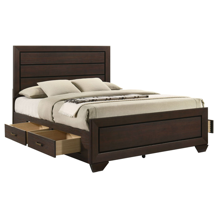 Kauffman Wood Eastern King Storage Panel Bed Dark Cocoa - Walo Furniture 