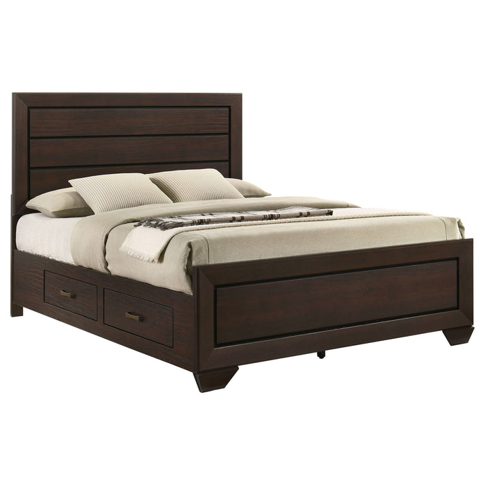 Kauffman Wood Eastern King Storage Panel Bed Dark Cocoa - Walo Furniture 