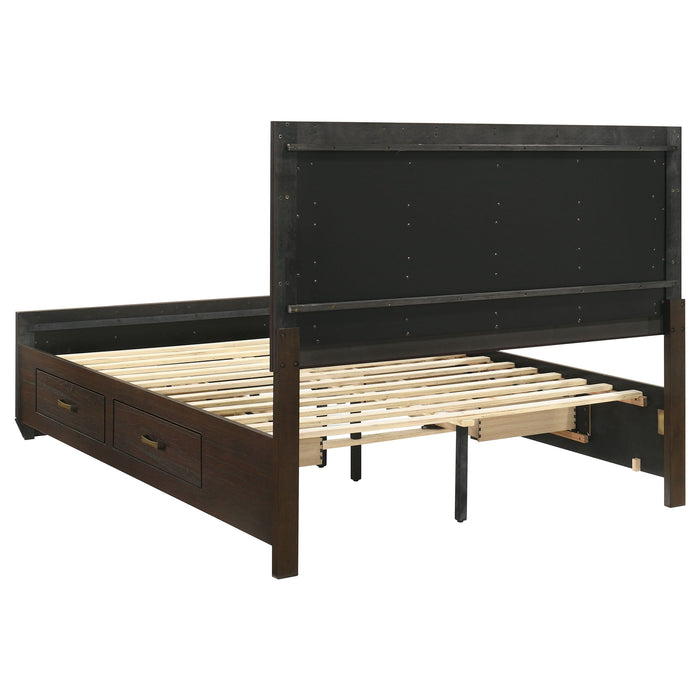 Kauffman Wood Eastern King Storage Panel Bed Dark Cocoa - Walo Furniture 