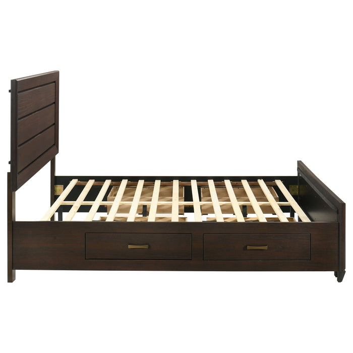 Kauffman Wood Eastern King Storage Panel Bed Dark Cocoa - Walo Furniture 