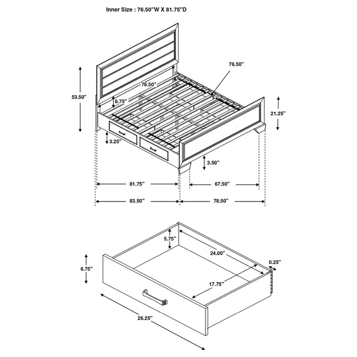 Kauffman Wood Eastern King Storage Panel Bed Dark Cocoa - Walo Furniture 