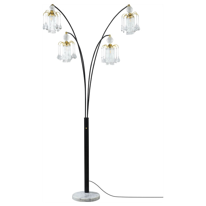 Maisel 91-inch Hanging Crystal Arc Tree Floor Lamp Black - Walo Furniture 