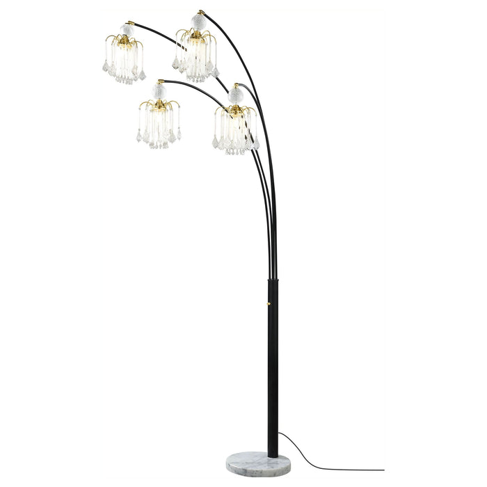 Maisel 91-inch Hanging Crystal Arc Tree Floor Lamp Black - Walo Furniture 