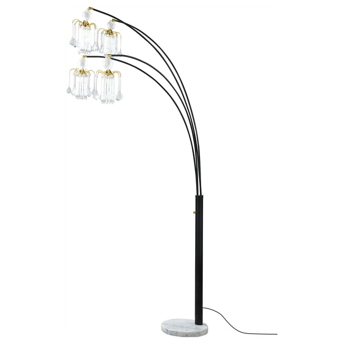 Maisel 91-inch Hanging Crystal Arc Tree Floor Lamp Black - Walo Furniture 