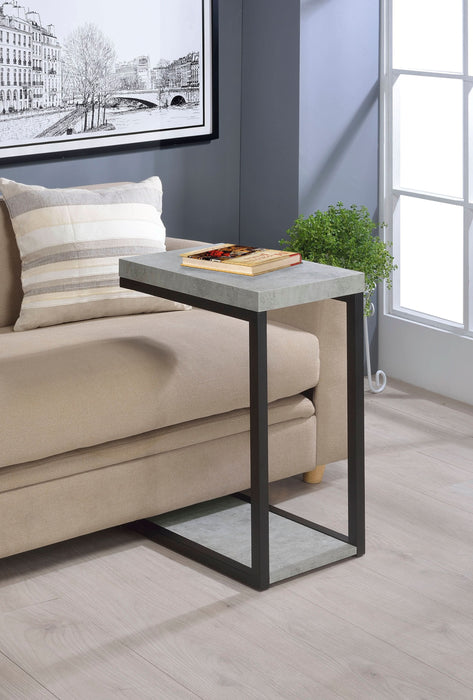 Beck Engineered Wood C-Shape Sofa Side Table Cement - Walo Furniture 