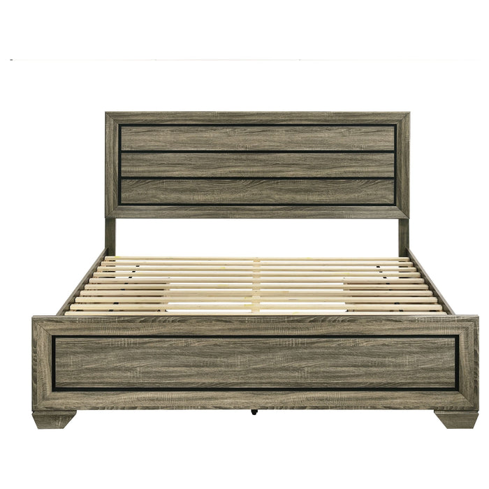 Kauffman Wood Eastern King Storage Panel Bed Washed Taupe - Walo Furniture 