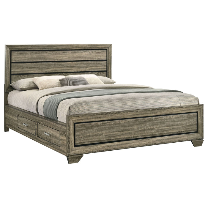 Kauffman Wood California King Storage Panel Bed Washed Taupe - Walo Furniture 