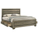 Kauffman Wood California King Storage Panel Bed Washed Taupe - Walo Furniture 