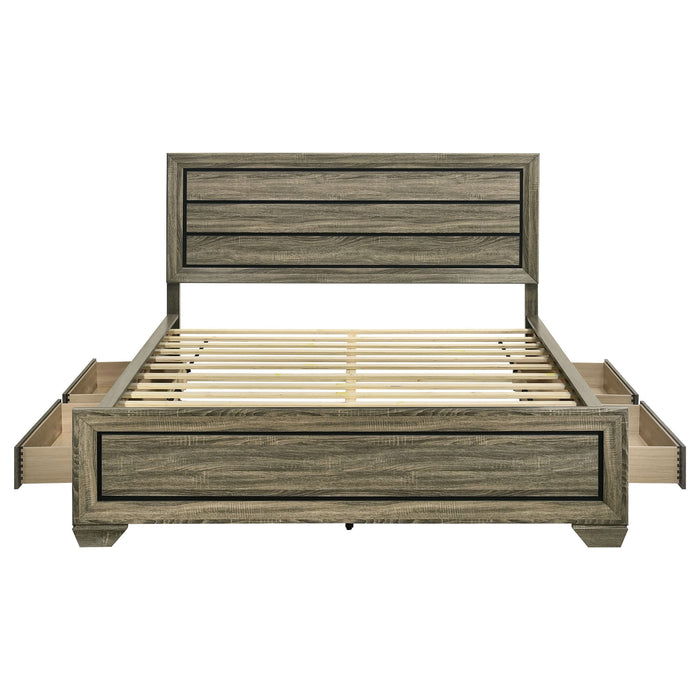 Kauffman Wood California King Storage Panel Bed Washed Taupe - Walo Furniture 