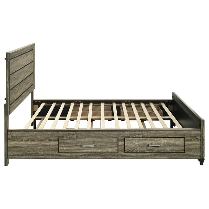 Kauffman Wood California King Storage Panel Bed Washed Taupe - Walo Furniture 