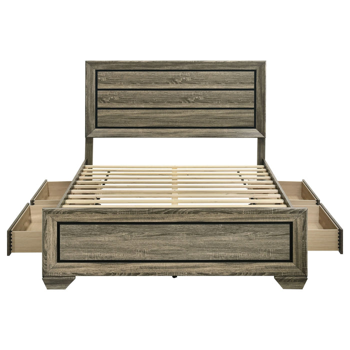 Kauffman Wood Queen Storage Panel Bed Washed Taupe - Walo Furniture 