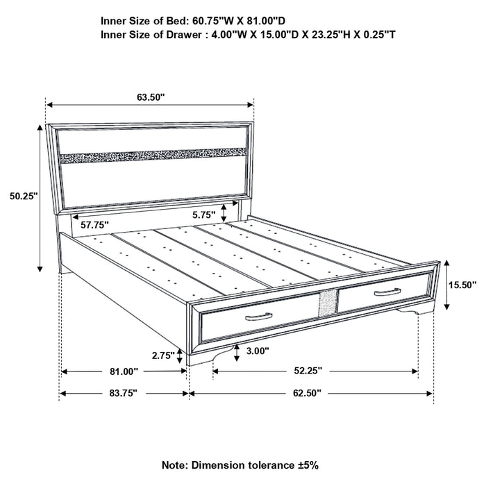 Miranda 51-inch Wood Queen Storage Panel Bed White - Walo Furniture 