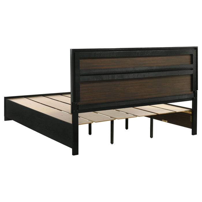 Miranda 51-inch Wood California King Storage Panel Bed Black - Walo Furniture 