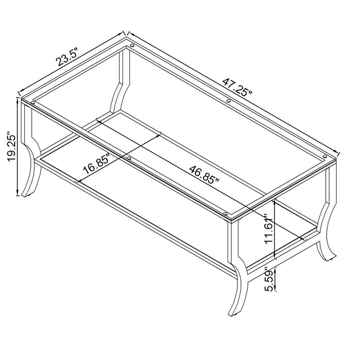 Saide Rectangular Glass Top Coffee Table Chrome - Walo Furniture 