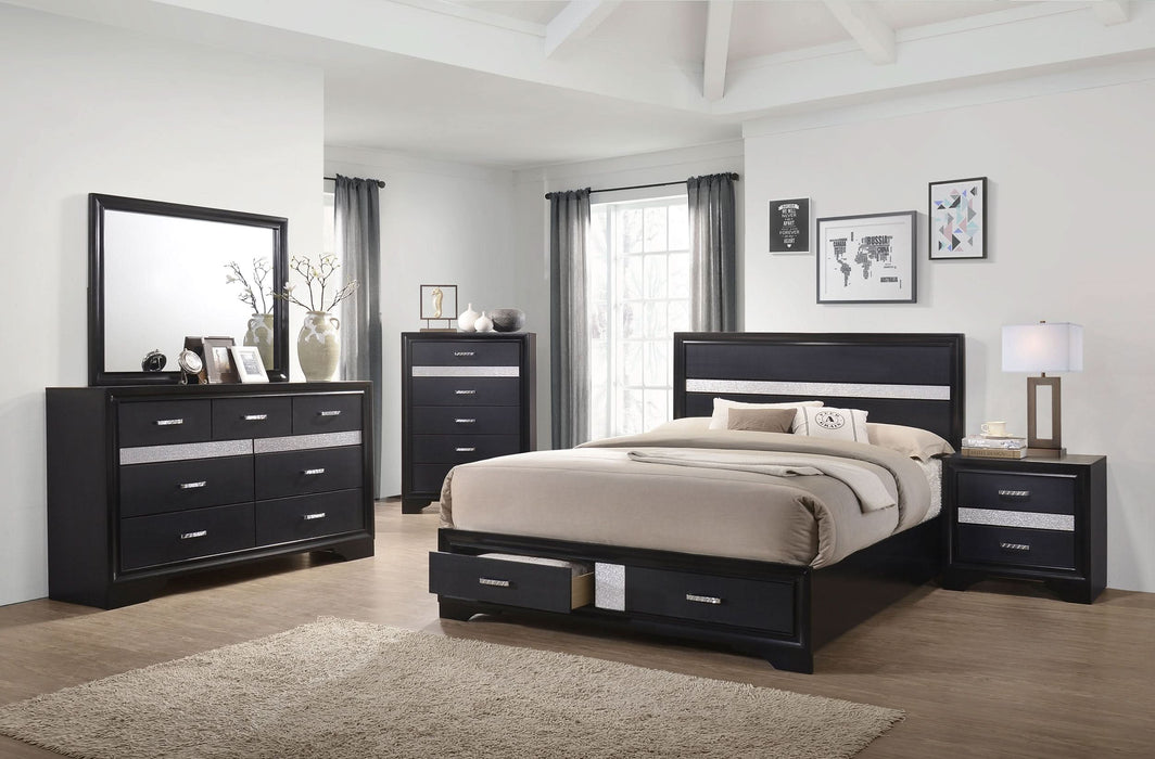 Miranda 51-inch Wood California King Storage Panel Bed Black - Walo Furniture 